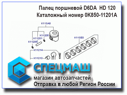 картинка Палец поршневой D6DA  HD120  для HD120 0K850-11201A/0K85011201A
 HD 120 